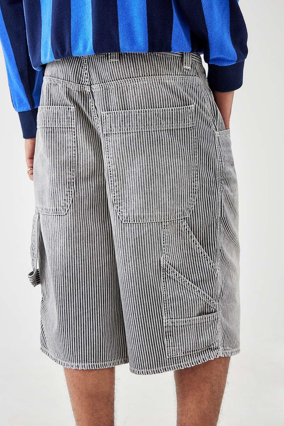 BDG Grey Ticking Stripe Oversized Carpenter Shorts 26 At Urban Outfitters in Blue for Men Lyst UK