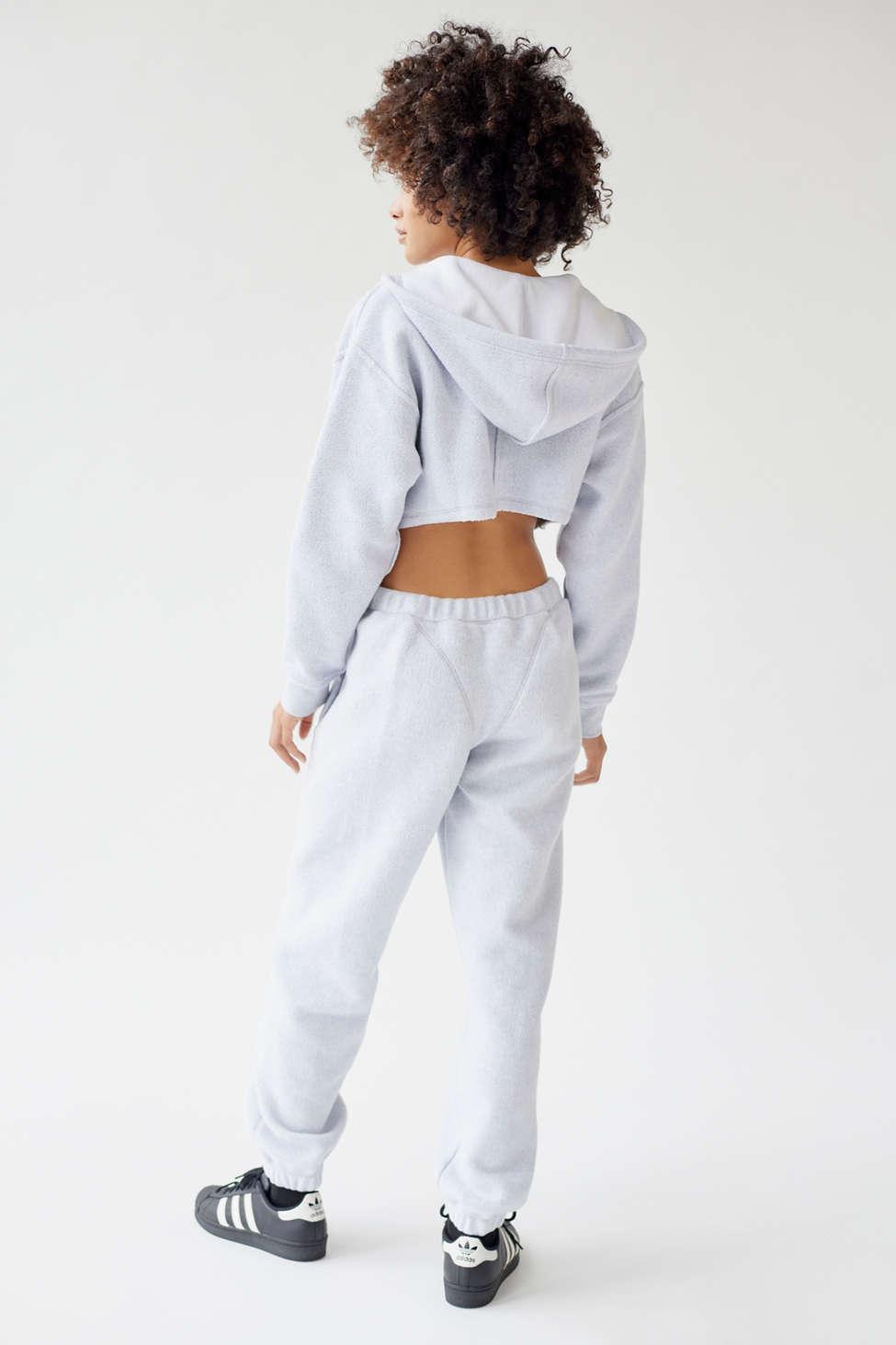 adidas Luxe Fleece Jogger Sweatpant in White | Lyst