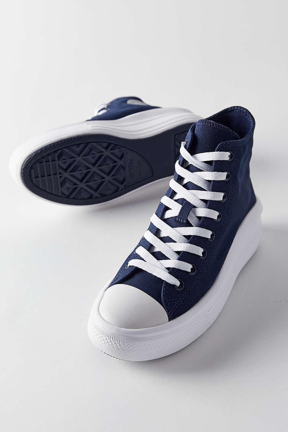 Converse Chuck Taylor All Star Move Faux Leather High Top Sneaker in Blue |  Lyst