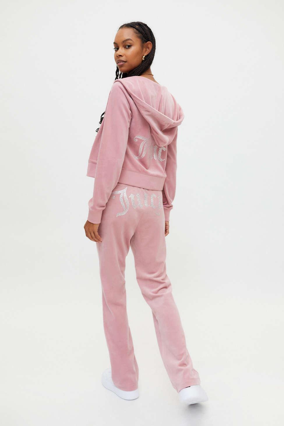 Juicy Couture Embellished Velour Track Pant in Pink | Lyst