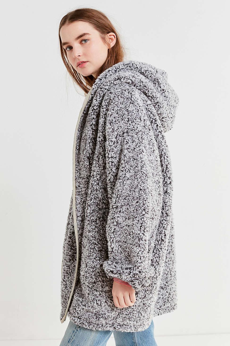 Urban Outfitters Fleece Uo Shaila Oversized Fuzzy Jacket in Grey (Gray ...