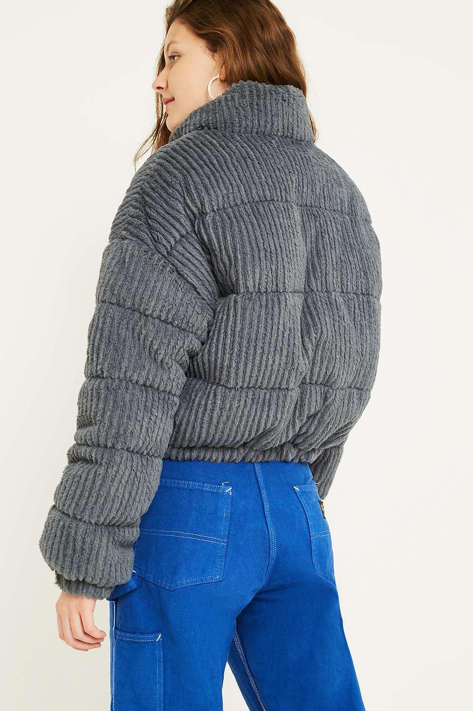 Uo fluffy corduroy puffer coat Clearance