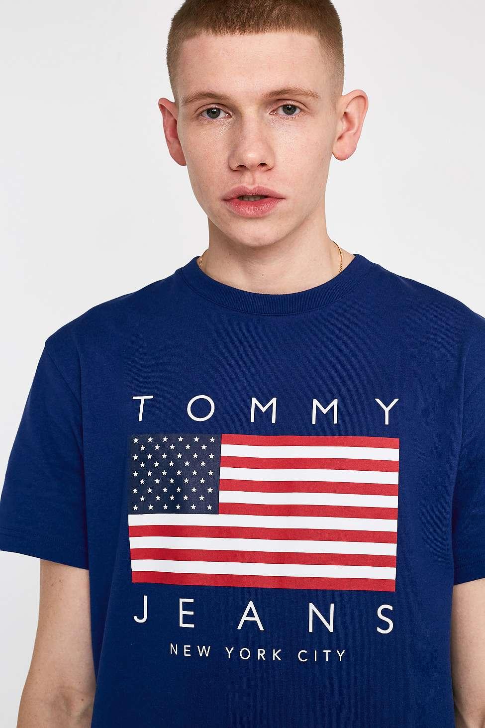 Tommy Hilfiger Denim Usa Flag Blue T-shirt for Men Lyst