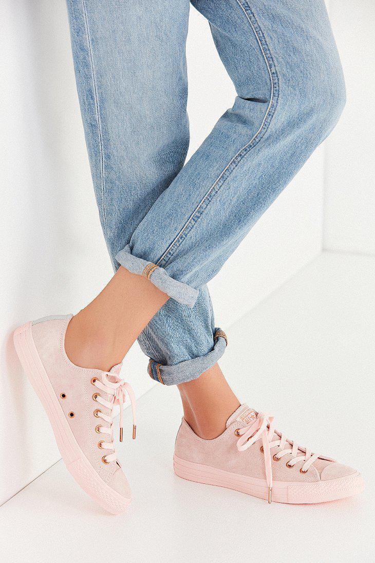 pink suede converse rose gold
