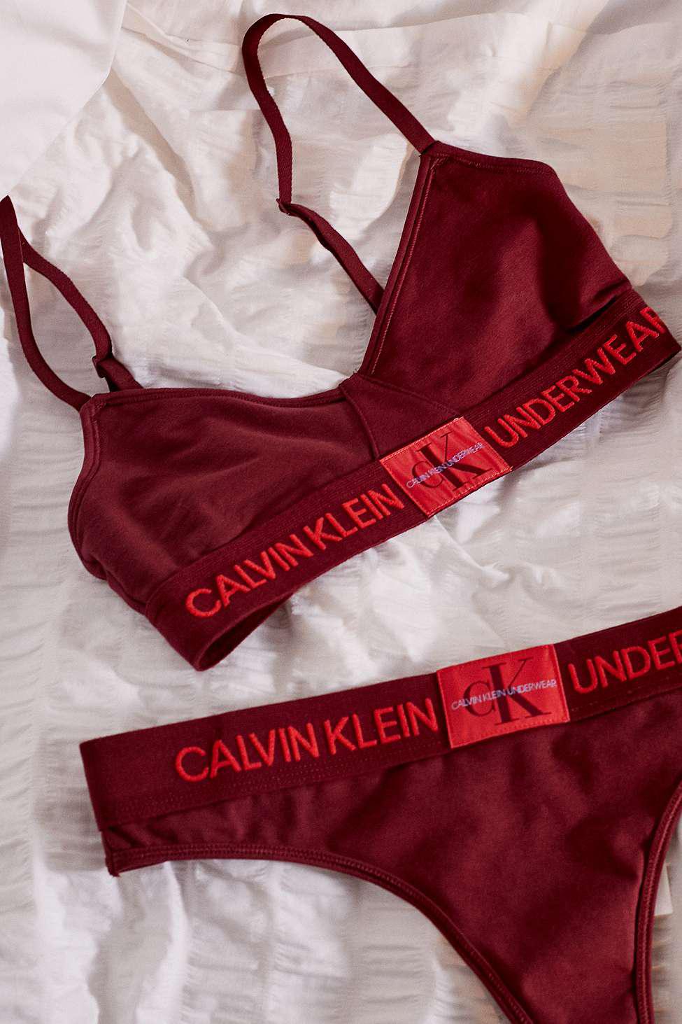maroon calvin klein bra