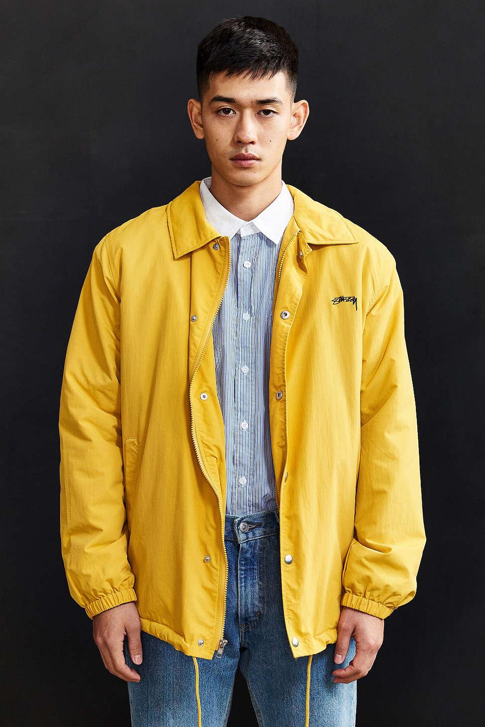 stussy yellow coach jacket