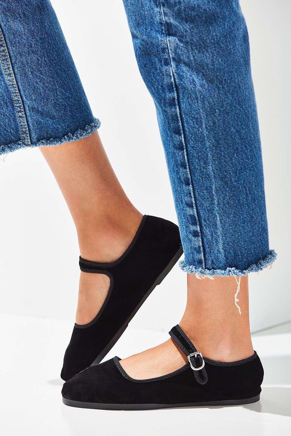 Urban outfitters Cotton Mary Jane Flat in Black | Lyst