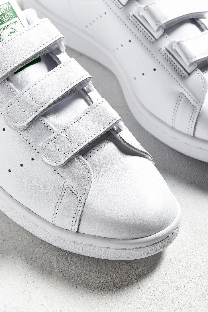adidas Originals Strap Stan Smith sneakers in triple white - WHITE, ASOS