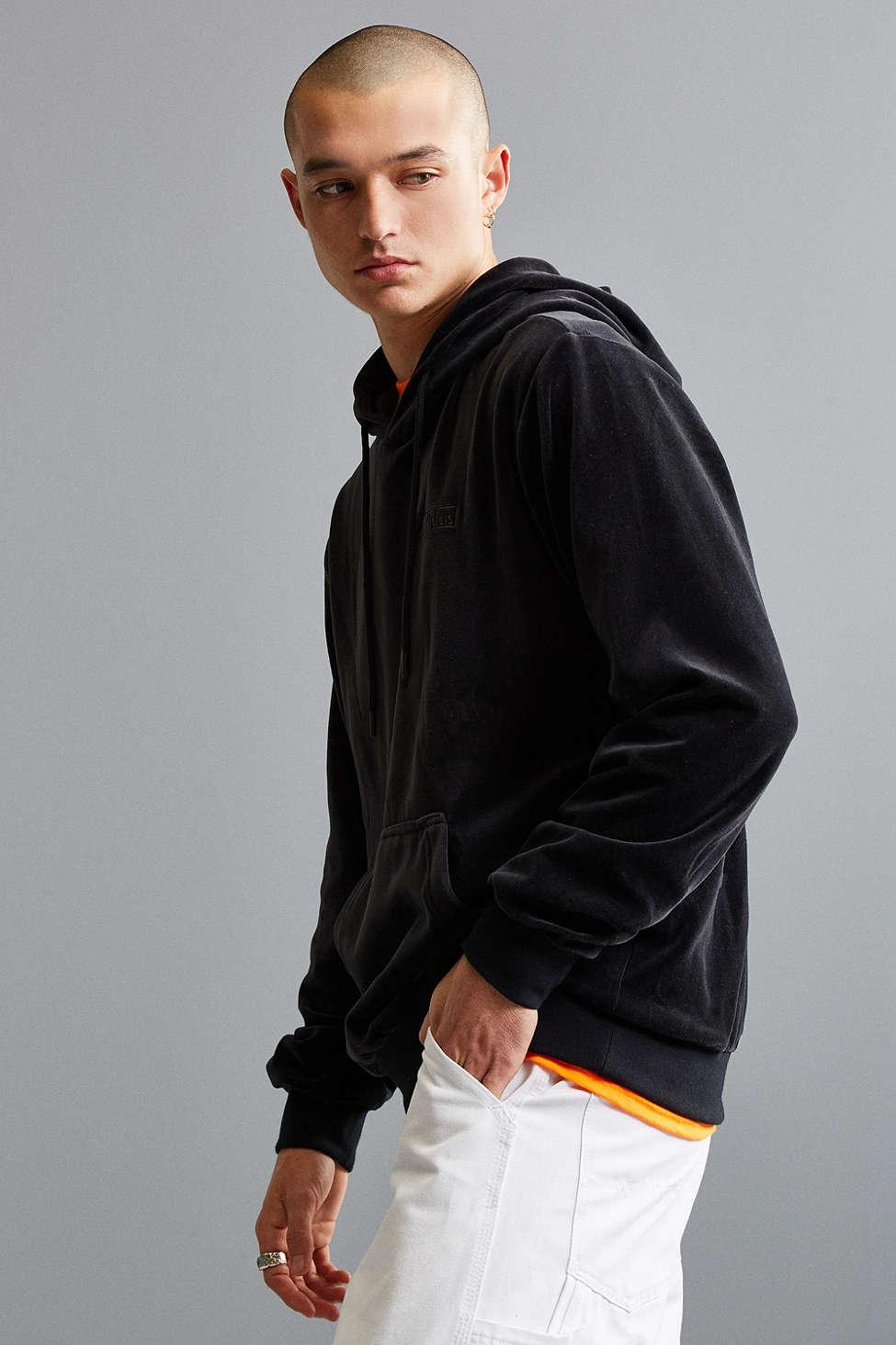 adidas Originals Cotton Velour Hoodie Sweatshirt in Black for Men - Lyst