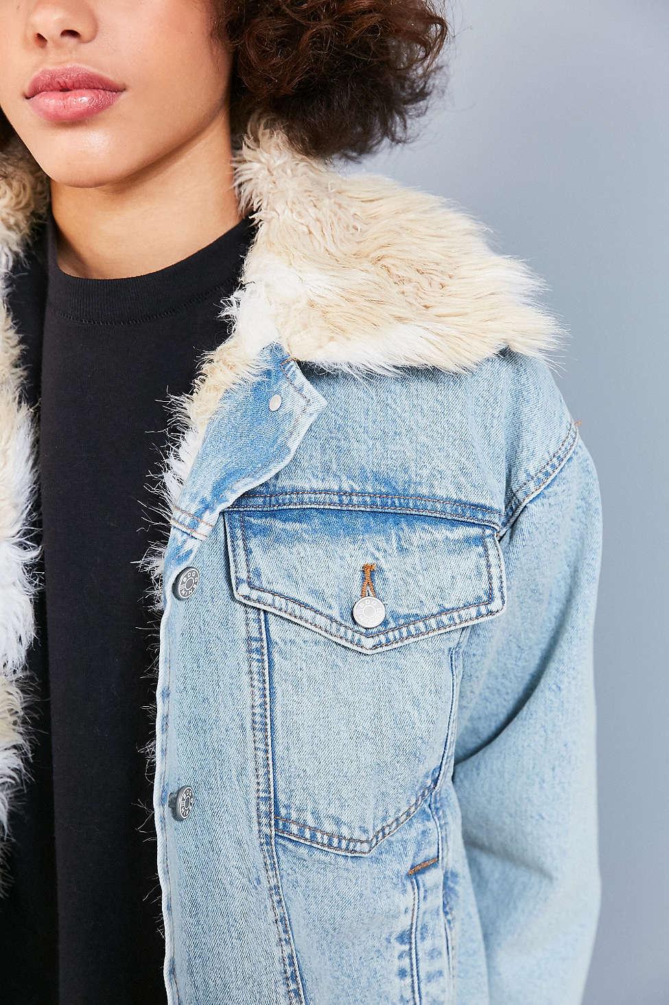 long fur lined denim jacket