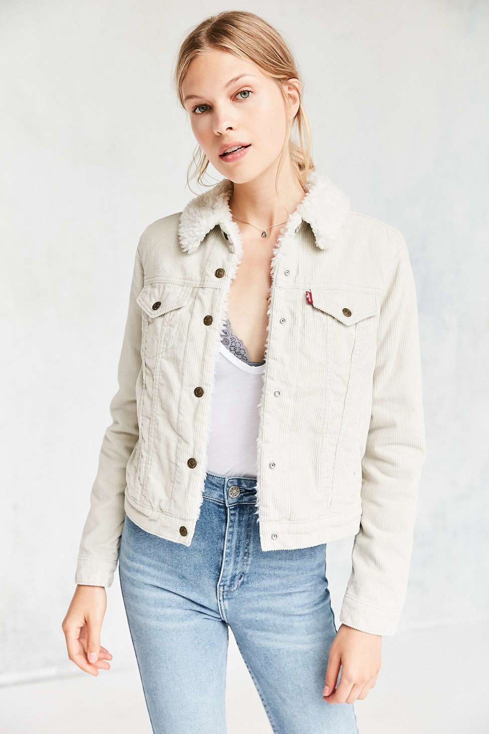 Levi's Sherpa-Lined Corduroy Trucker Jacket White | Lyst