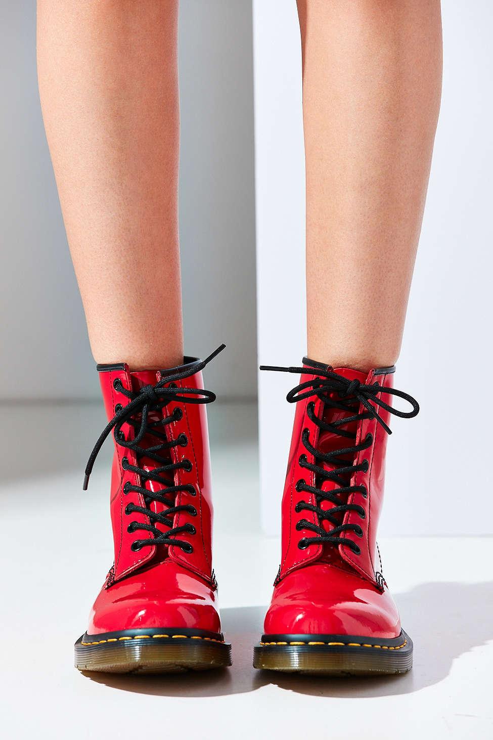 butik Hummingbird Teoretisk Dr. Martens 1460 Patent Leather Boot in Red | Lyst