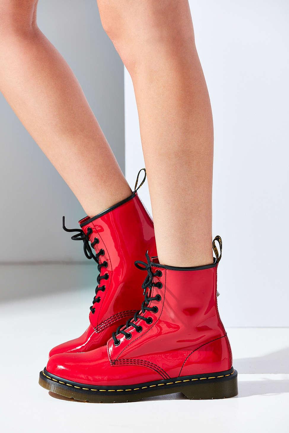 Dr. Martens 1460 Patent Leather Boot in Red | Lyst
