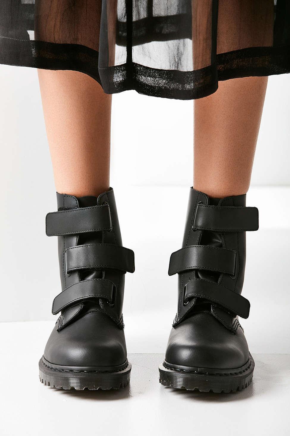 Dr. Martens Leather Coralia Velcro Boot in Black | Lyst