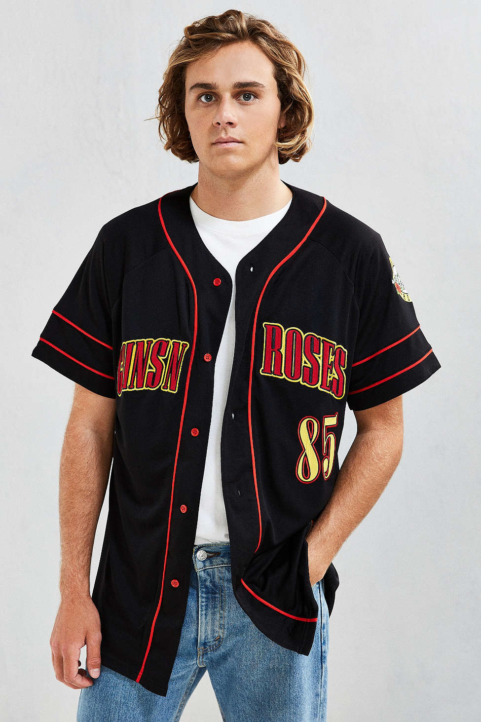 guns and roses baseball tee