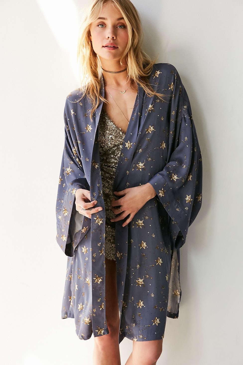 Kimchi Blue Star Print Kimono Jacket in Blue | Lyst