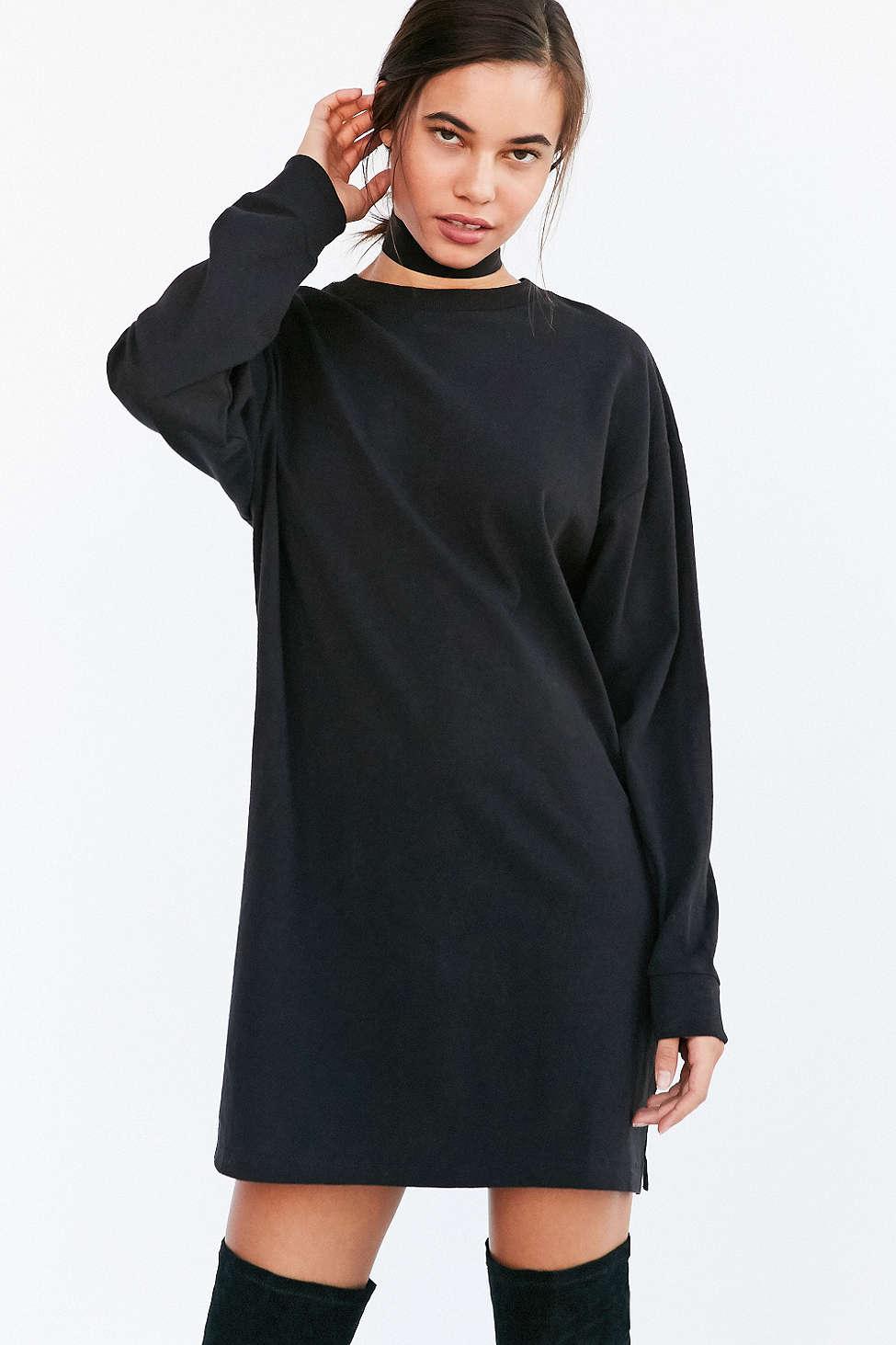Bdg Maeby Oversized Long  sleeve  T  shirt  Dress  in Black  Lyst