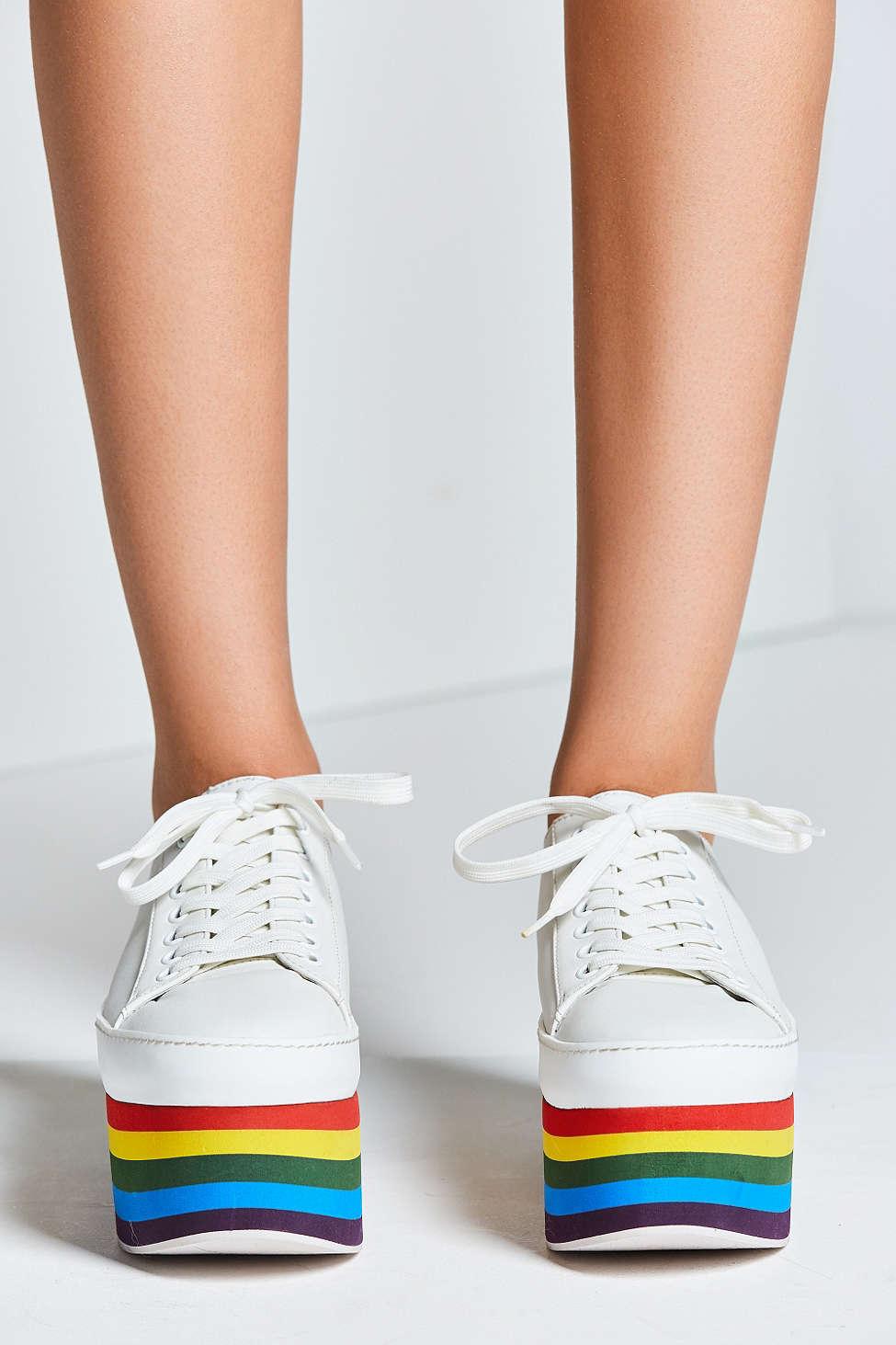 white rainbow platform sneakers