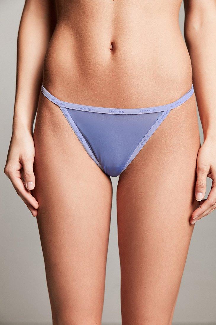 Calvin Klein Sheer Mesh Thong in Blue Lyst