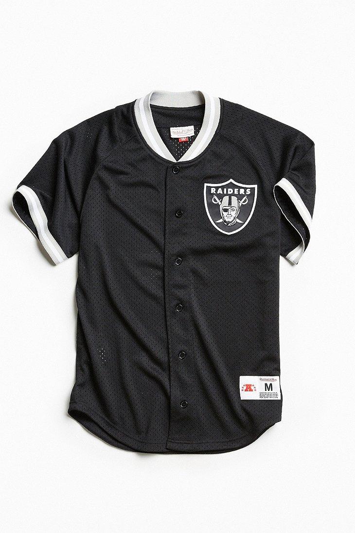 raiders button up jersey