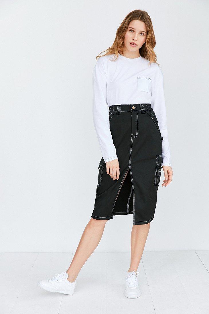 Dickies X Uo Cargo Contrast-stitch Midi Skirt in Black | Lyst