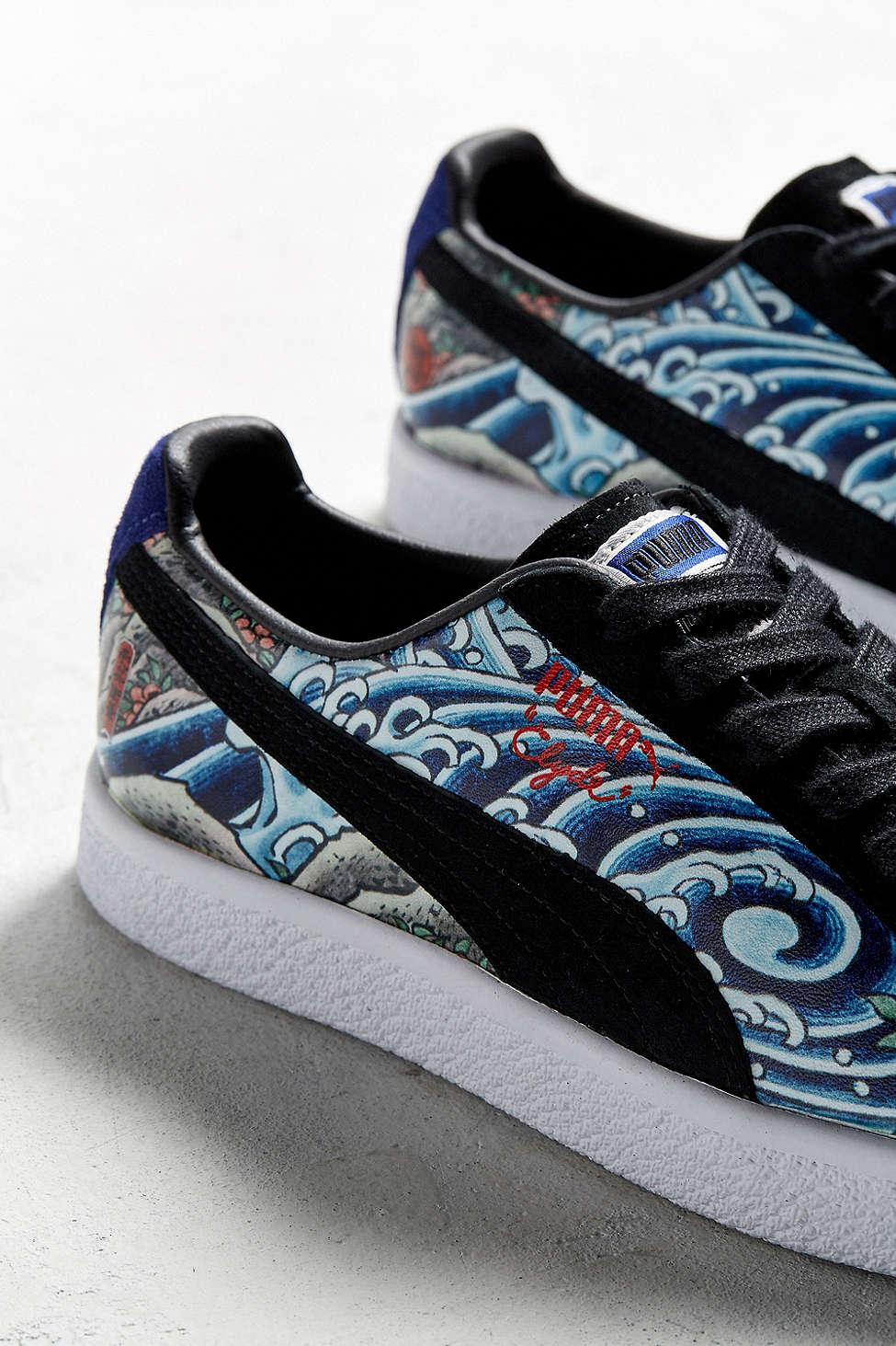 PUMA Leather X Atmos Clyde Three Tides Tattoo Sneaker for Men | Lyst