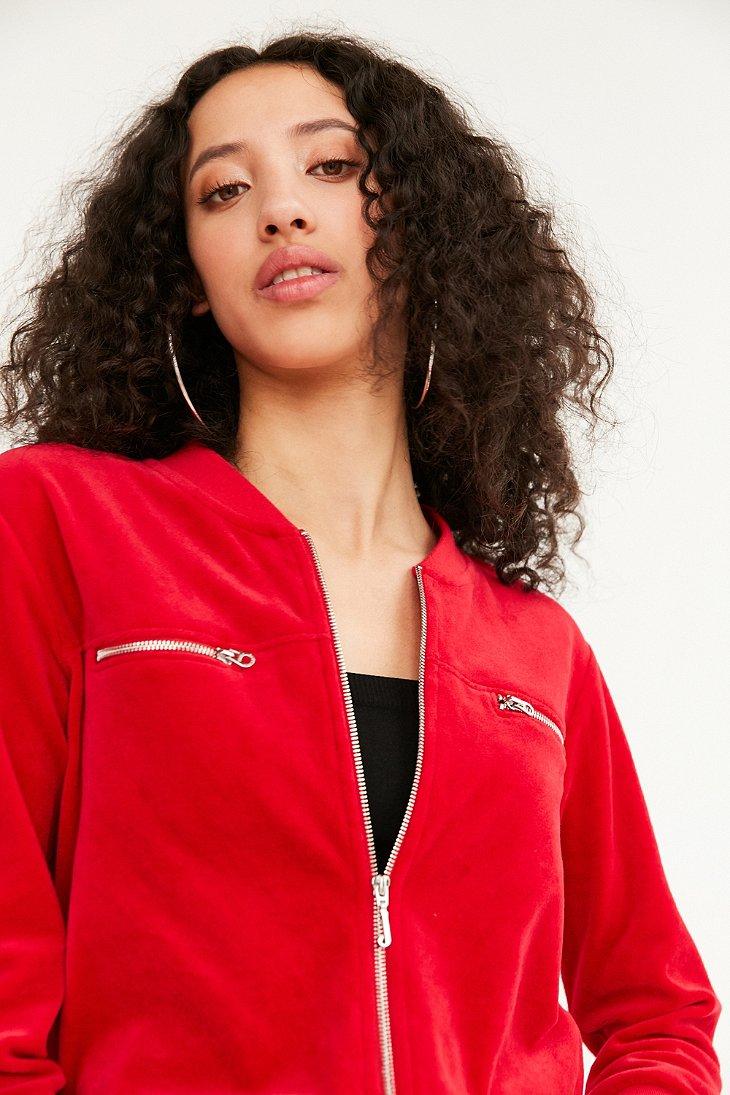 Juicy Couture For Uo Velour Coverall Jumpsuit in Red - Lyst