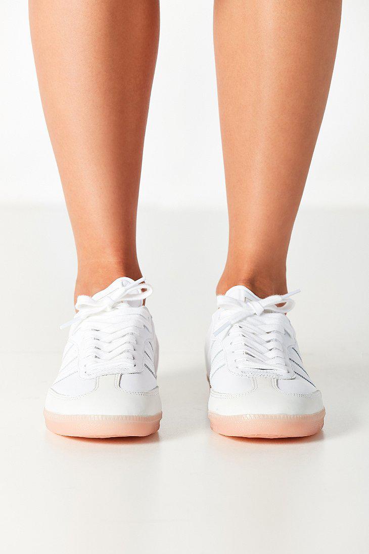 adidas Originals Leather Originals Samba Pink Sole Sneaker in White | Lyst