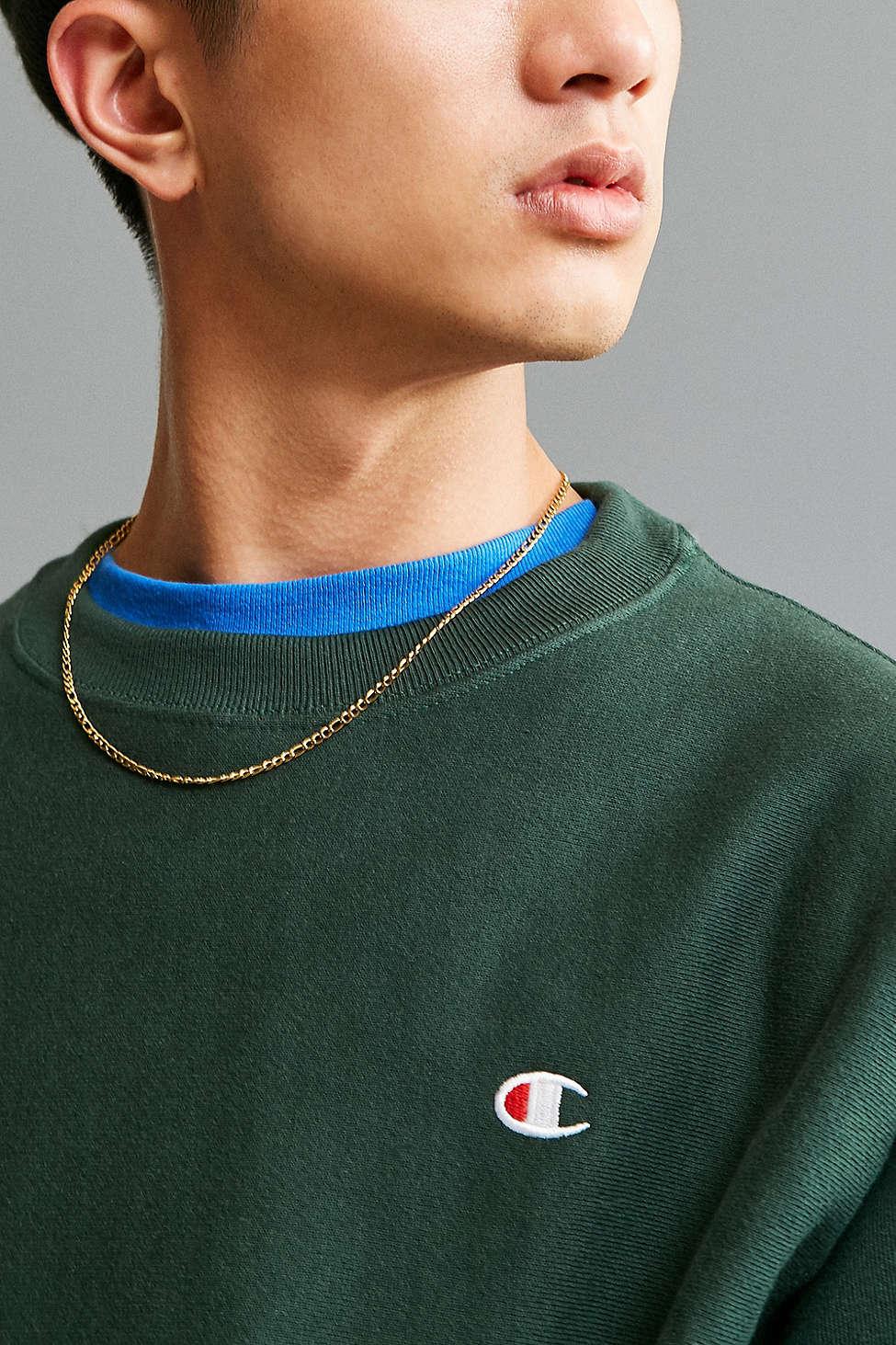 Champion Reverse Weave Fleece Crew Neck Sweatshirt in Green for Men | Lyst