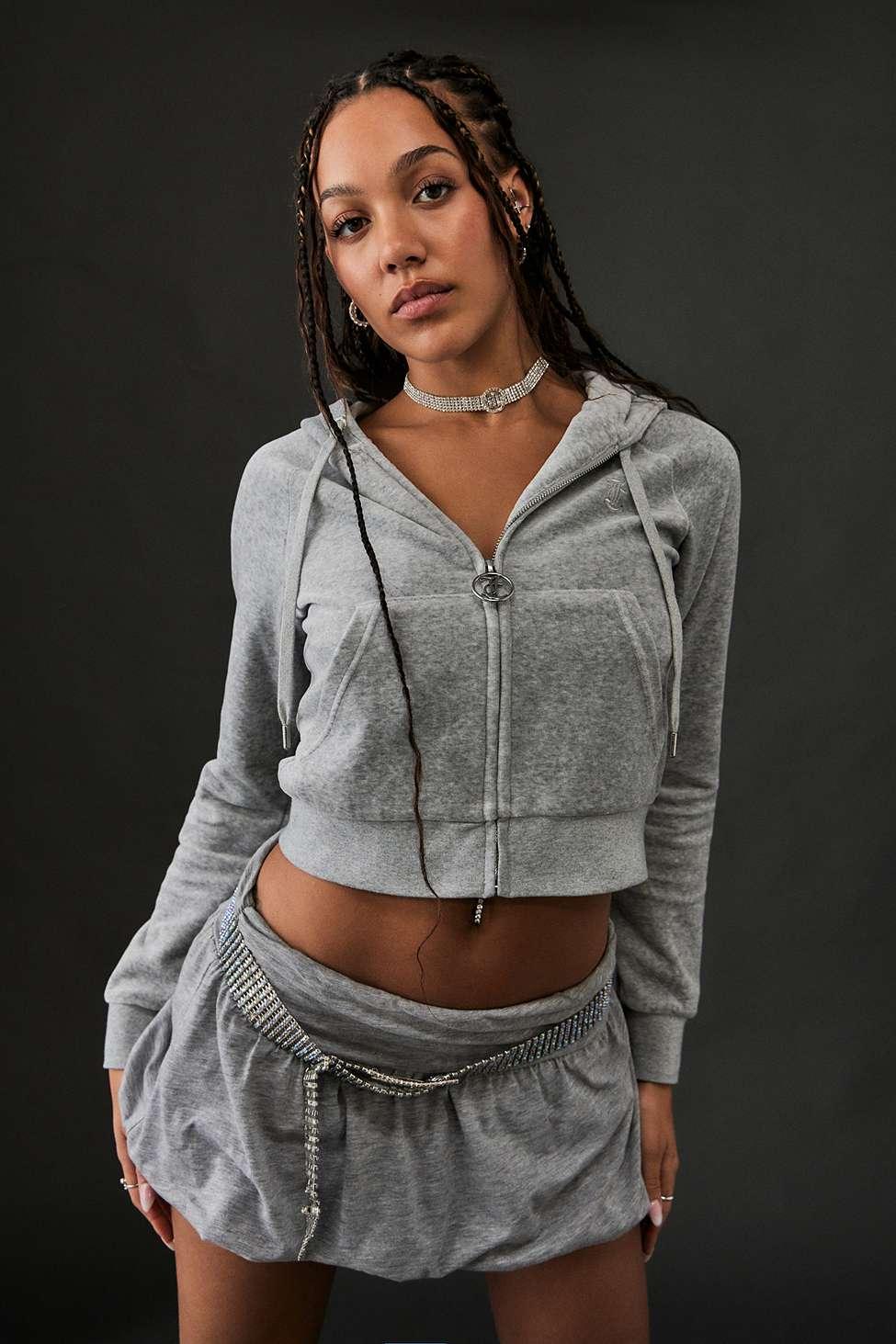 Grey marl zip hoodie top