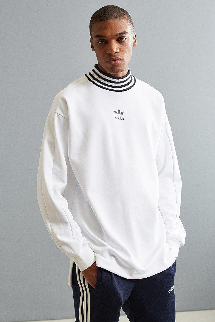 adidas Originals Ribbed Mock Neck Sweatshirt in White for Men | Lyst