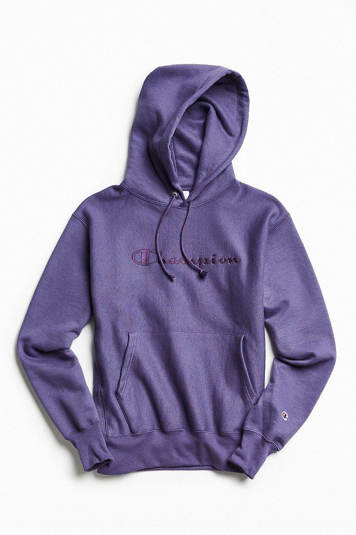 champion reverse weave purple hoodie