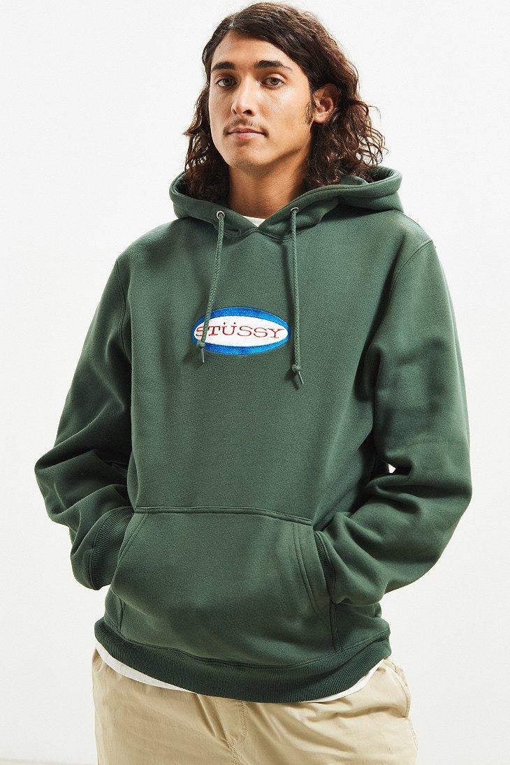stussy green zip up hoodie