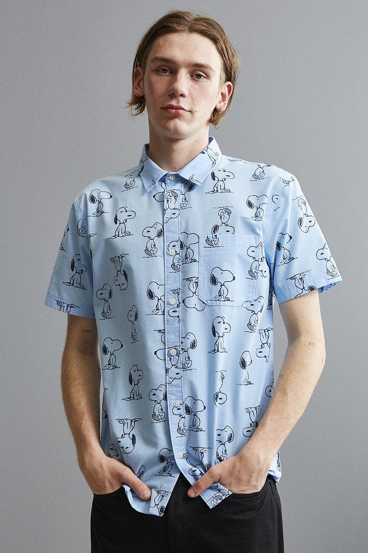 Download Urban Outfitters Cotton Novelty Snoopy Short Sleeve Button ...