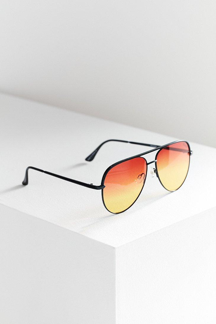 Quay X Desi Perkins Sahara Aviator Sunglasses in Orange | Lyst