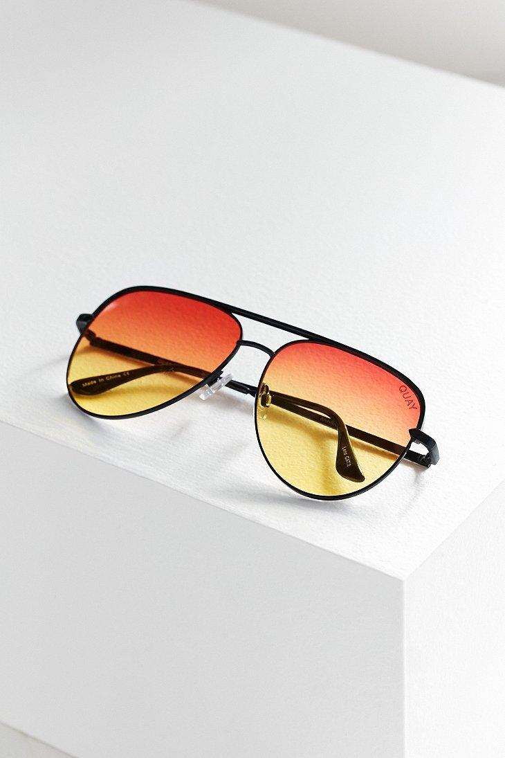Quay X Desi Perkins Sahara Aviator Sunglasses in Orange | Lyst