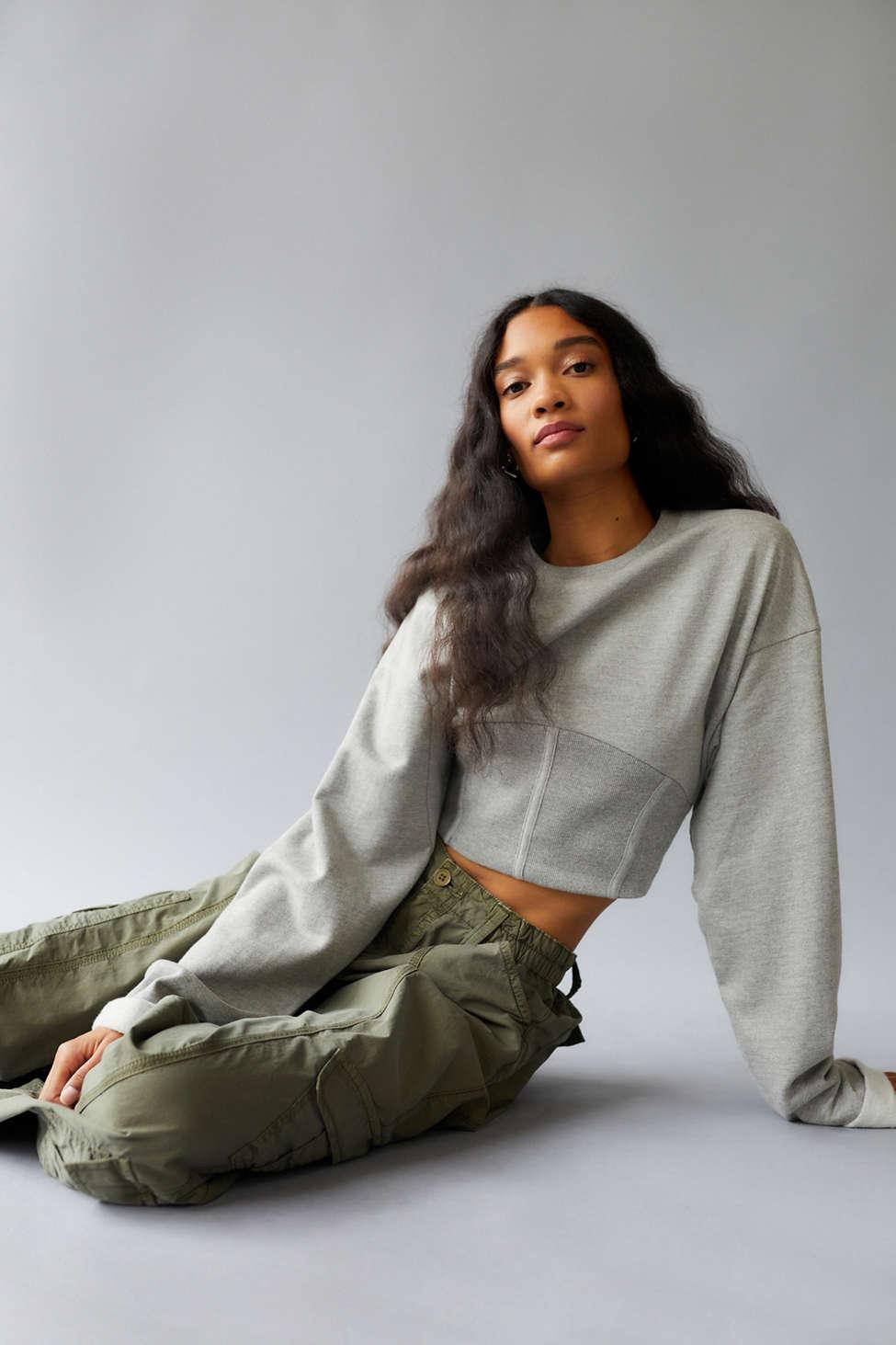 Urban Outfitters Uo Maura Corset Sweatshirt in Gray Lyst