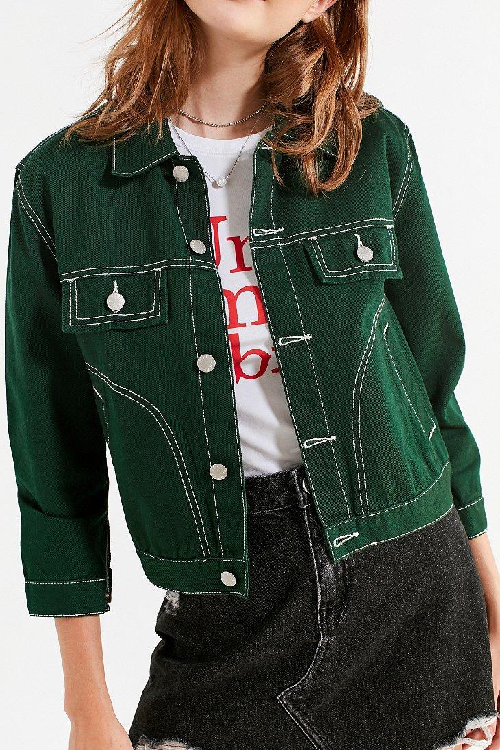 UNIF Woody Green Denim Jacket | Lyst