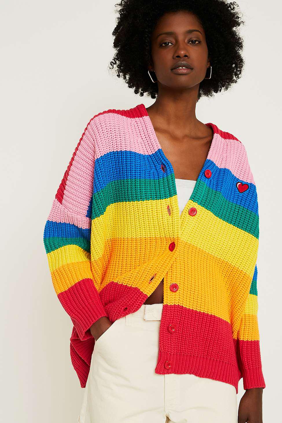 Lazy Oaf Boring Rainbow Stripe Cardigan | Lyst UK