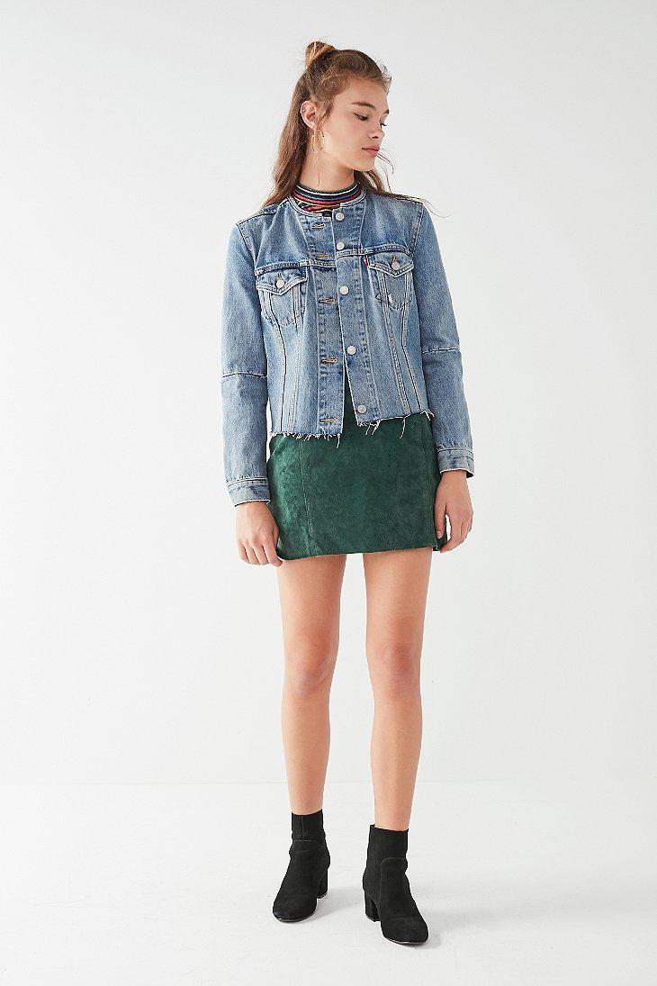 levi's collarless denim jacket