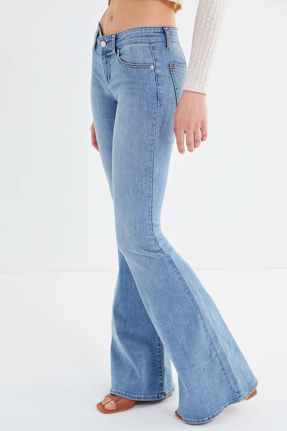 low rise flare leg jeans