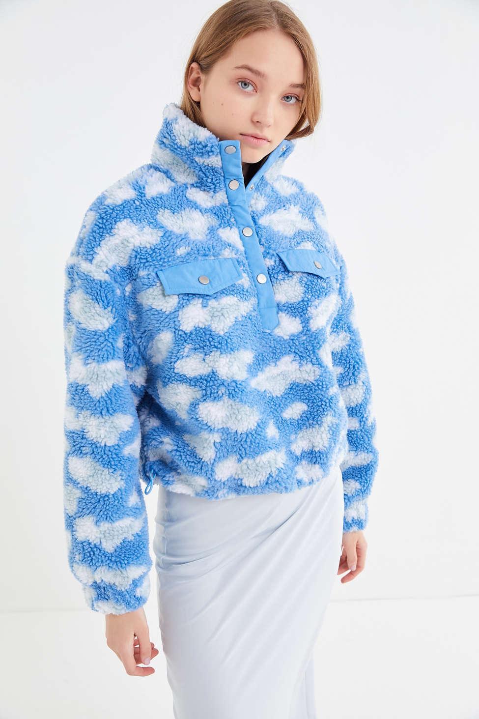 Urban Outfitters Uo Cloud Nine Sherpa Popover Jacket in Blue | Lyst