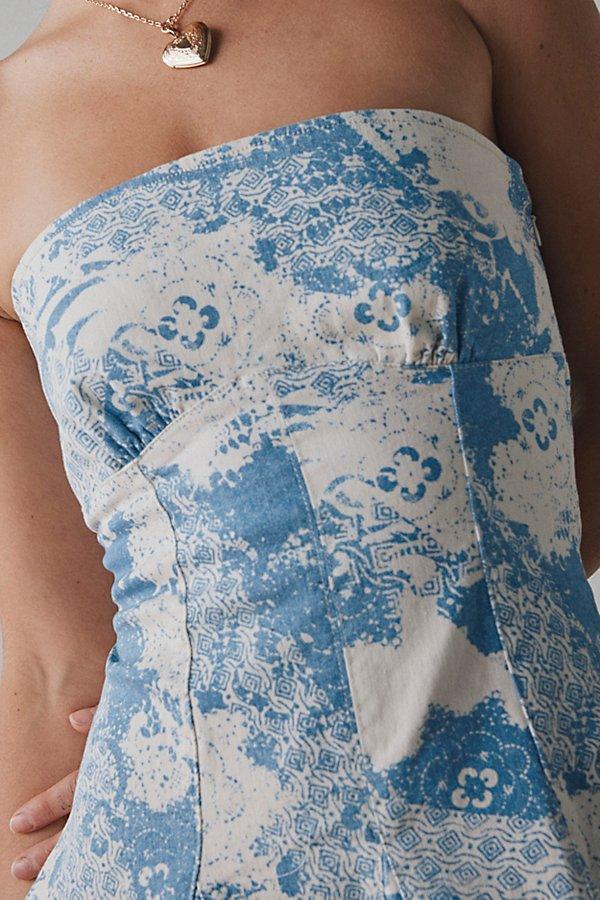 uo angelique fit-and-flare strapless denim mini dress Women's Brandy Strapless Cargo Denim Mini Dress in Light Denim main image 0
