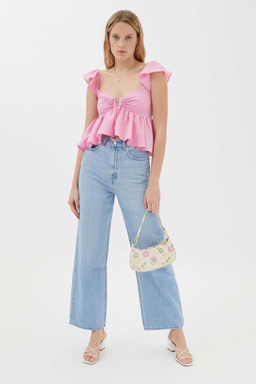 Urban Outfitters Uo Sierra Key Hole Babydoll Blouse in Pink | Lyst