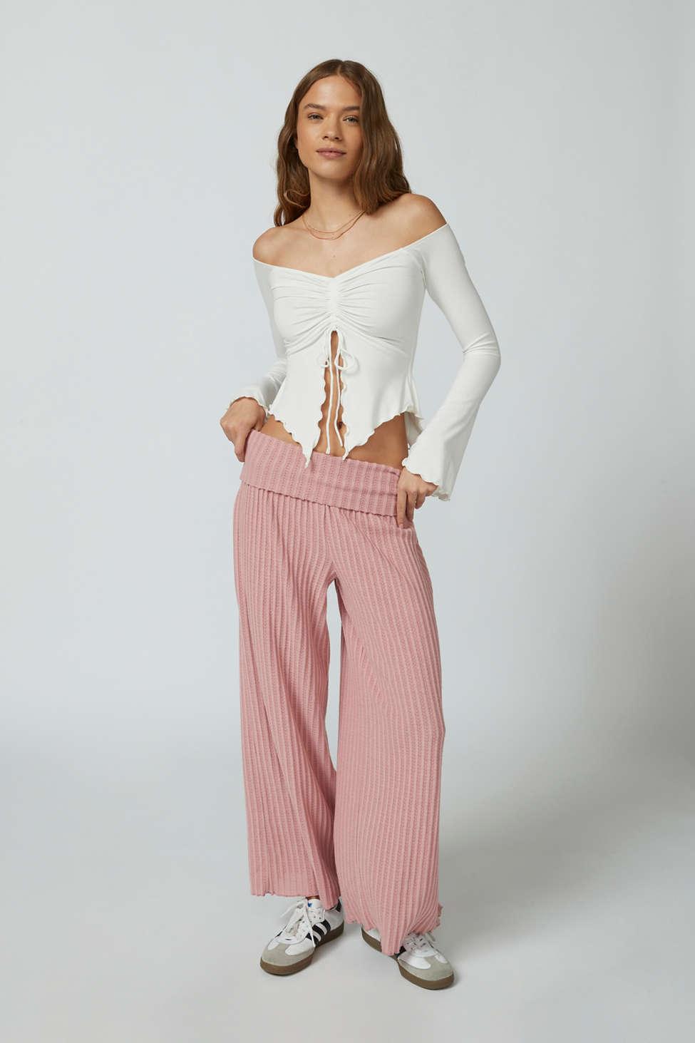 Out From Under Angie Cozy Wide-leg Pant In Rose,at Urban Outfitters