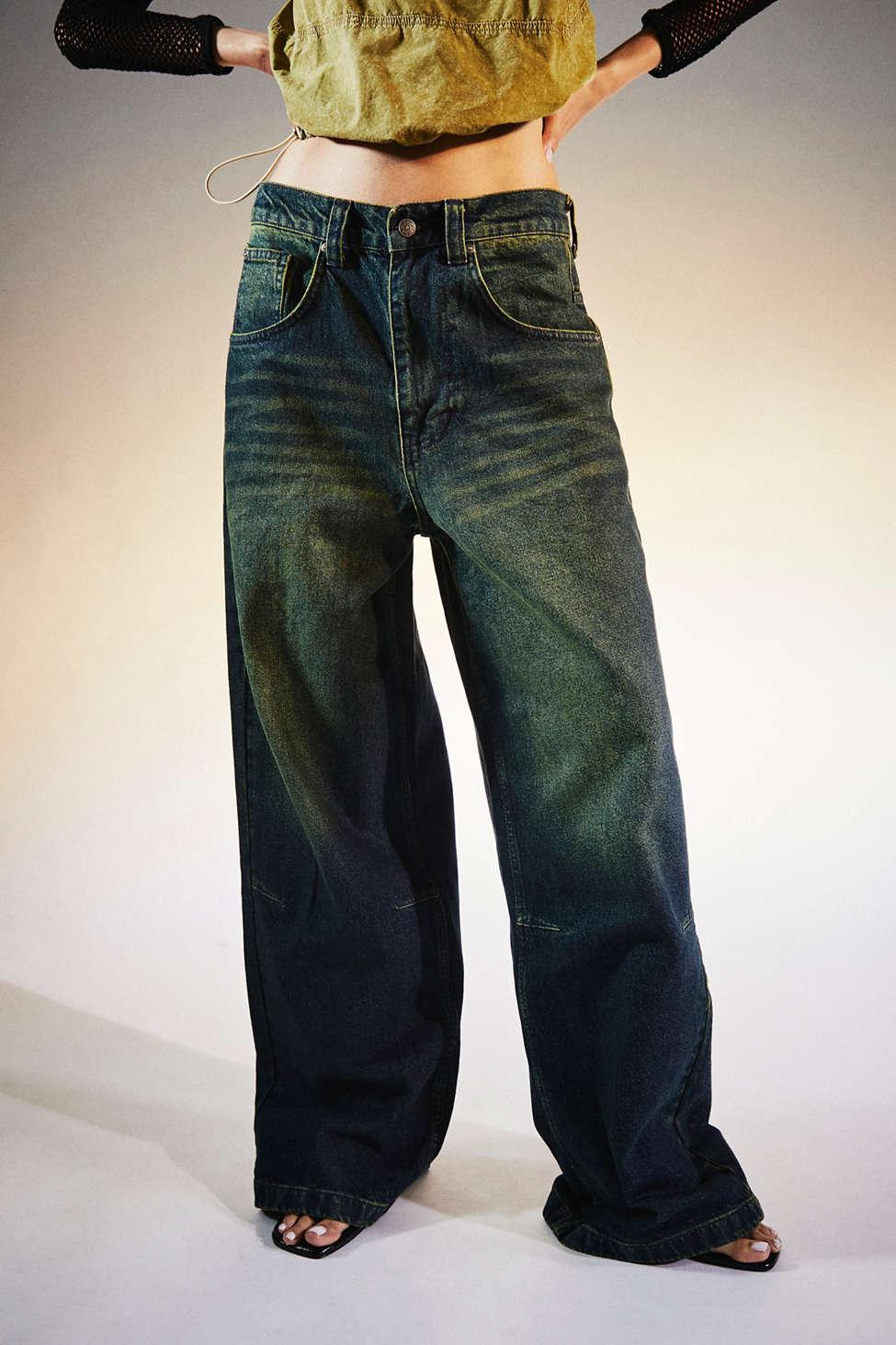 Jaded London Colossus Baggy Wideleg Jean in Green Lyst
