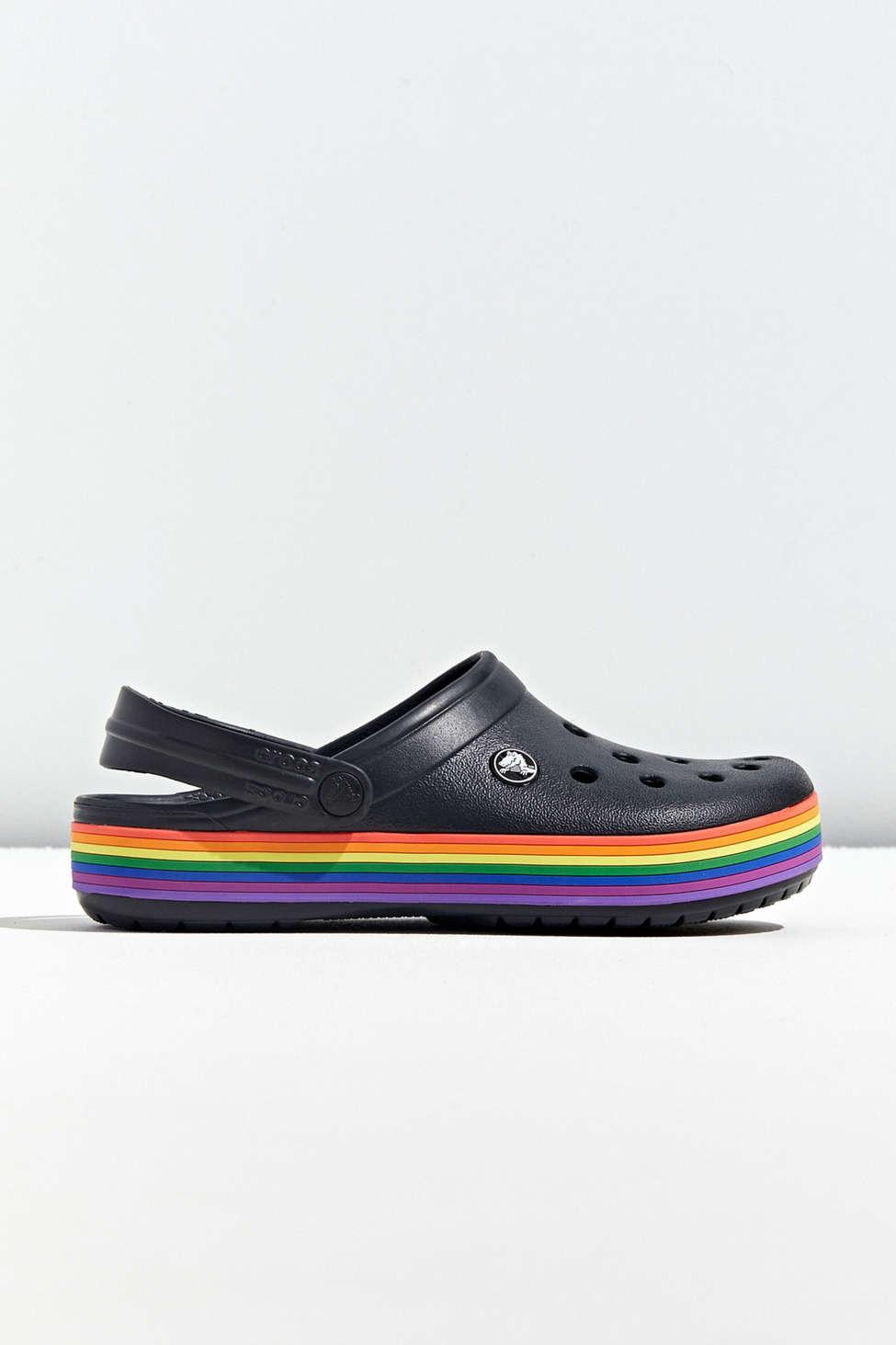 black rainbow crocs