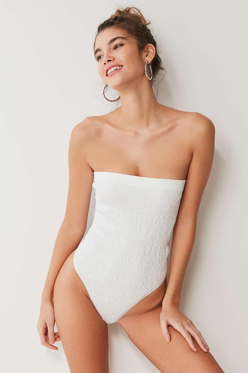 Out From Under Mj Strapless Bodysuit in White | Lyst