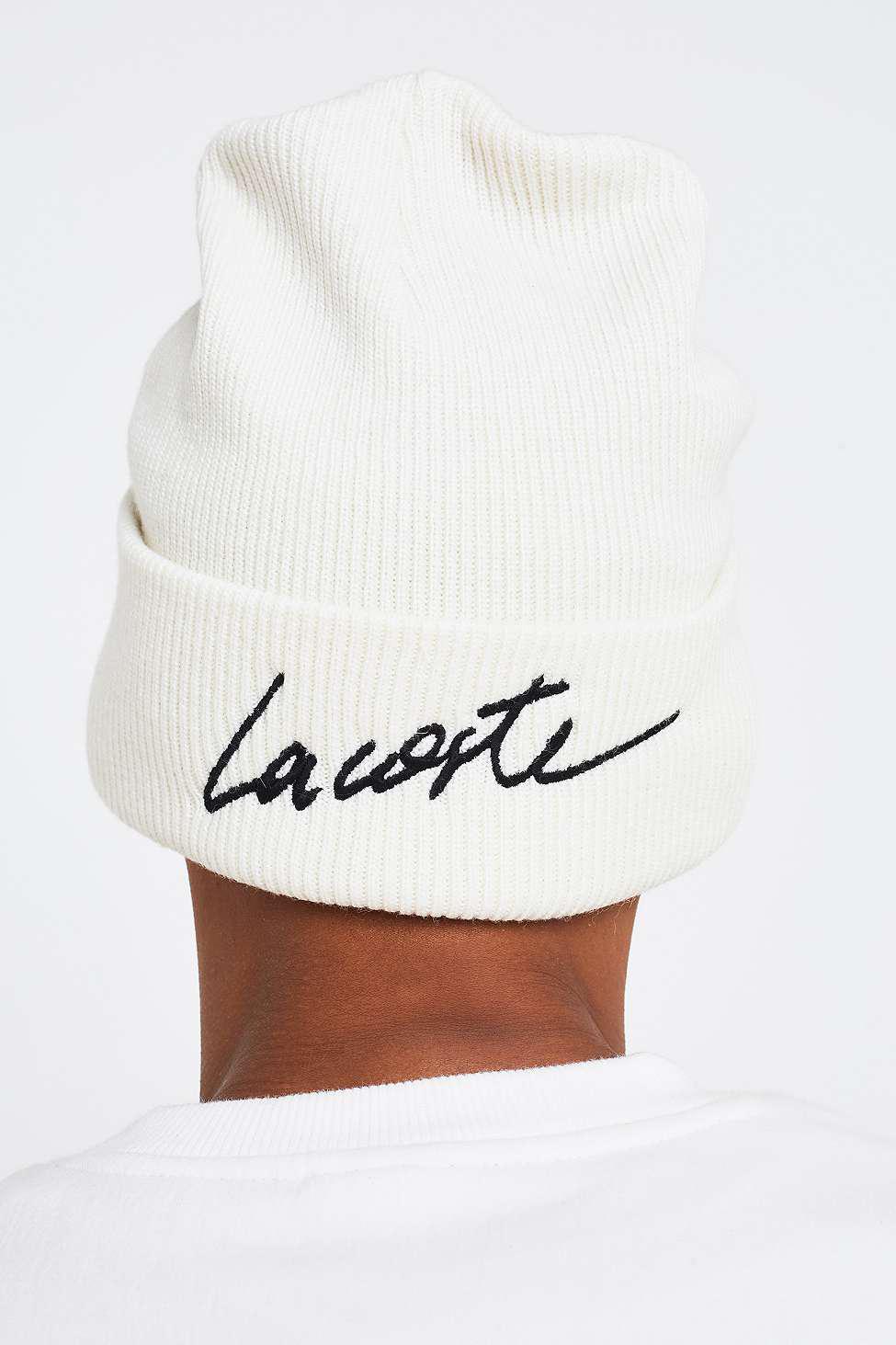 white lacoste beanie