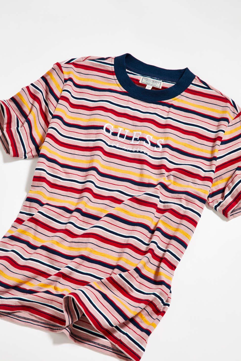 guess multicolor striped tee